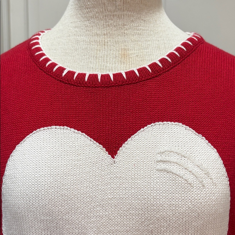 Quaker Factory sz L red sweater with white hearts - Picture 2 of 9